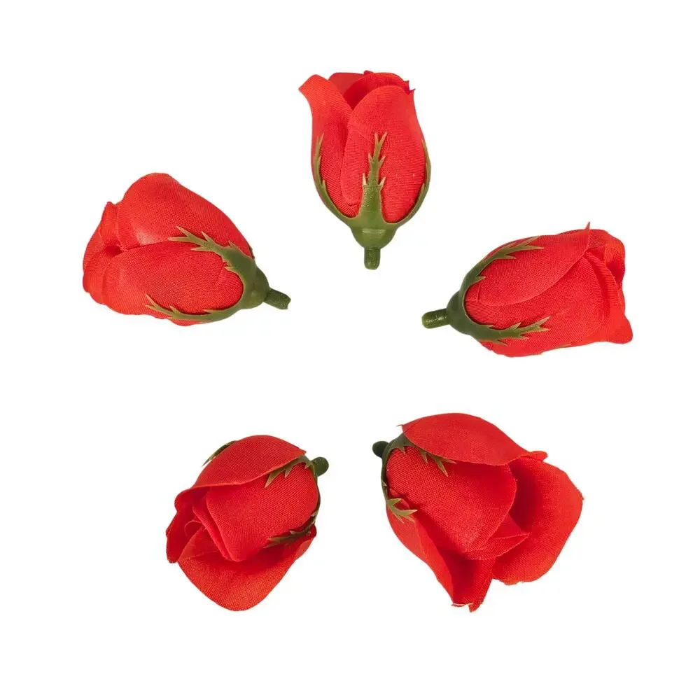 50 Red Silk Rose Buds Stemless Wedding Floral Craft DIY Wreaths 2 inch